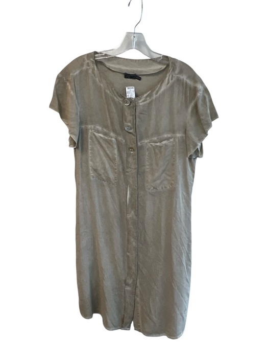 Dismero Size M Beige Viscose SHrug Collar Chest Pockets Button Down Dress Beige / M