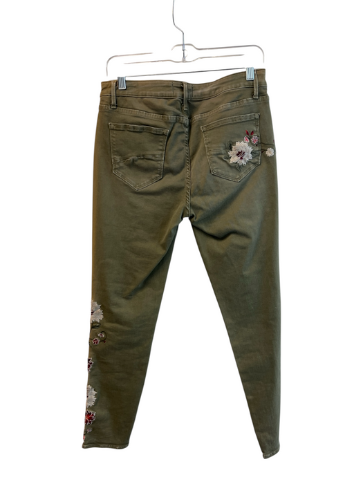 Driftwood Size 30 Green Cotton Blend Mid Rise Embroidered Zip Fly Skinny Jeans Green / 30