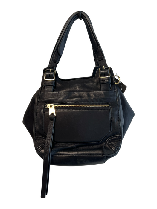 Cynthia Rowley Black Leather 3 Pocket Top Handle Gold Hardware Slouchy Bag Black / S