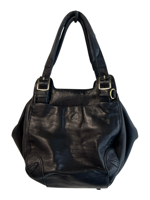 Cynthia Rowley Black Leather 3 Pocket Top Handle Gold Hardware Slouchy Bag Black / S