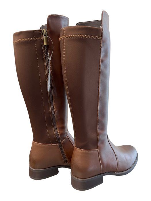 Spring Step Shoe Size 37 Brown Leather Almond Toe Elastic Paneling Boots Brown / 37