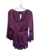 Cynthia Rowley Size L Purple Polyester Scoop Neck Half Sleeve Shirred Waist Top Purple / L