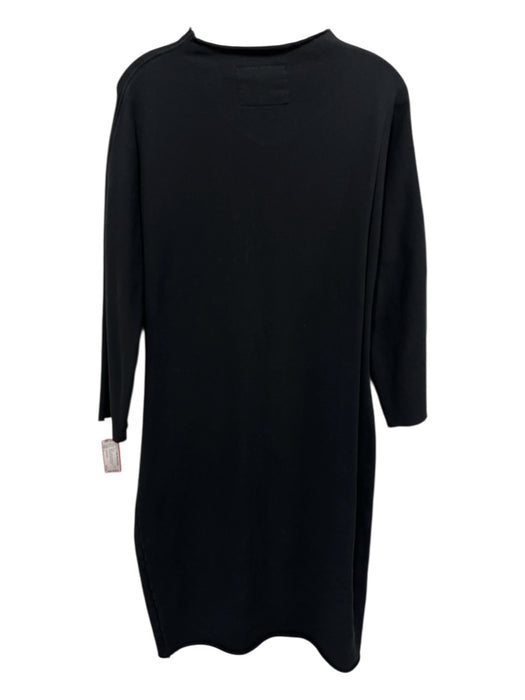 Frank & Eileen Size L Black Cotton Long Sleeve Midi Distressed Detail Dress Black / L