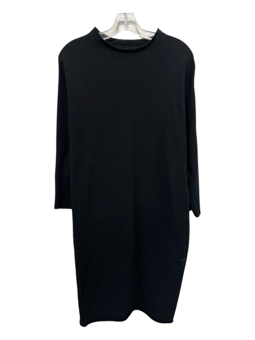 Frank & Eileen Size L Black Cotton Long Sleeve Midi Distressed Detail Dress Black / L