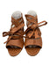 Miu Miu Shoe Size 39 Cognac Brown Leather Round Toe Block Heel Lace Up Sandals Cognac Brown / 39