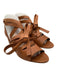 Miu Miu Shoe Size 39 Cognac Brown Leather Round Toe Block Heel Lace Up Sandals Cognac Brown / 39