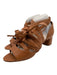 Miu Miu Shoe Size 39 Cognac Brown Leather Round Toe Block Heel Lace Up Sandals Cognac Brown / 39