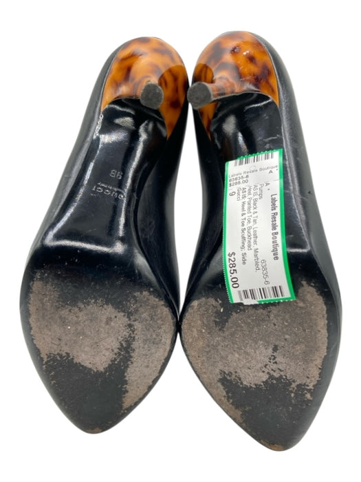 Gucci Shoe Size 9 Black & Tan Leather Marbled Heel Pointed Toe Pumps Black & Tan / 9