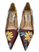 Prada Shoe Size 39 Burgundy, Yellow & Multi Leather Painted Floral Pumps Burgundy, Yellow & Multi / 39