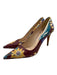 Prada Shoe Size 39 Burgundy, Yellow & Multi Leather Painted Floral Pumps Burgundy, Yellow & Multi / 39