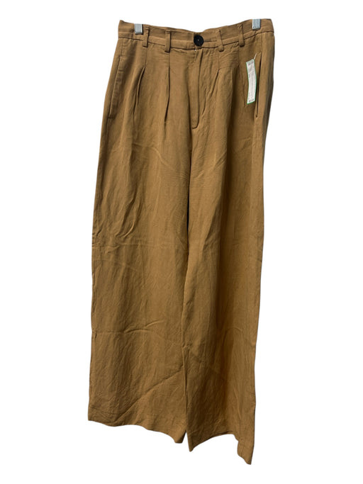 Zara Size XS Khaki Viscose High Waist Wide Leg Zip & Button Front Slacks Pants Khaki / XS