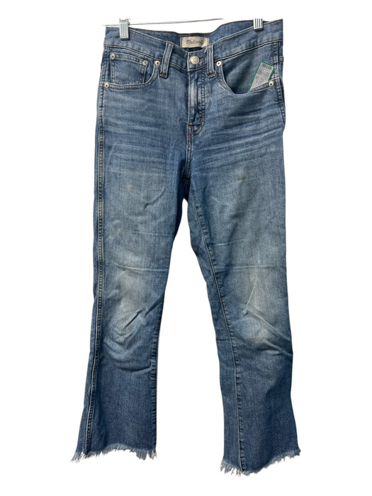 Madewell Size 26 Light Denim Cotton Mid Rise Straight Leg Raw Edge Jeans Light Denim / 26