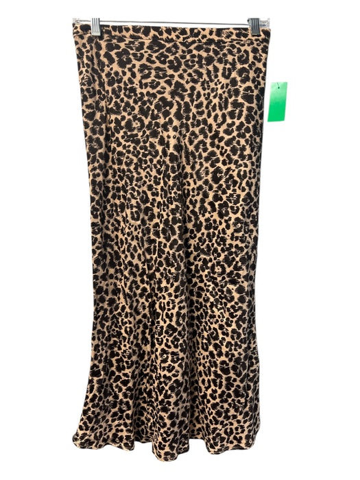 Anthropologie Size 0 Brown & Multi Viscose Cheetah Below Knee Zip Back Skirt Brown & Multi / 0