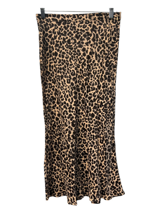 Anthropologie Size 0 Brown & Multi Viscose Cheetah Below Knee Zip Back Skirt Brown & Multi / 0