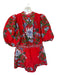 Farm Rio Size L Red & green Cotton Short Balloon Sleeve Botanical Belted Romper Red & green / L