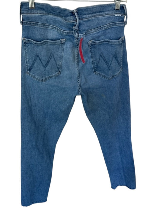 Mother Size 33 Med Light Wash Cotton Blend Mid Rise Straight Leg Raw Hem Jeans Med Light Wash / 33