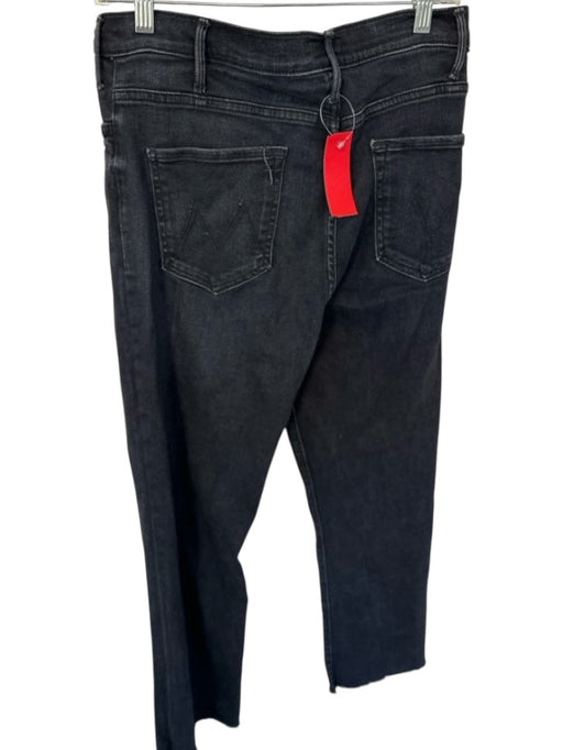 Mother Size 32 Black Cotton Blend High Waist Bootcut Raw Hem Jeans Black / 32