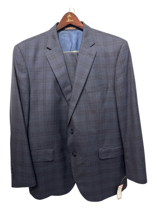 Peter Millar Blue & Black Wool Plaid 2 Button Men's Suit Blue & Black / 46R