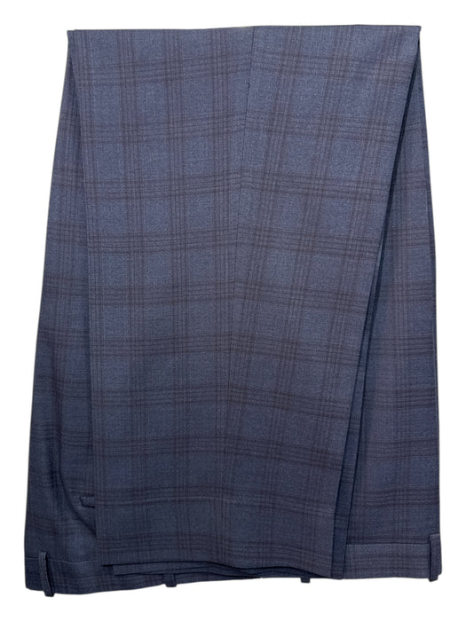 Peter Millar Blue & Black Wool Plaid 2 Button Men's Suit Blue & Black / 46R