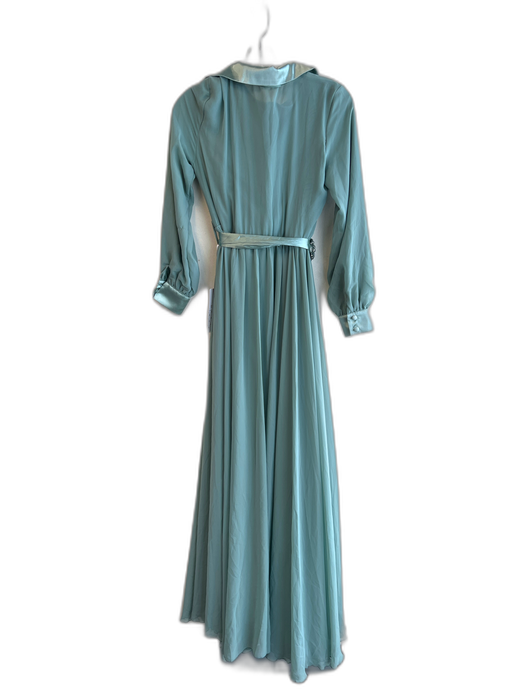 Er-Cool Size 38 Teal Polyester Blend layered Round Neck Long Sleeve Belted Dress Teal / 38
