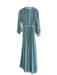 Er-Cool Size 38 Teal Polyester Blend layered Round Neck Long Sleeve Belted Dress Teal / 38