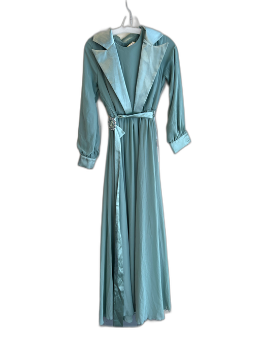 Er-Cool Size 38 Teal Polyester Blend layered Round Neck Long Sleeve Belted Dress Teal / 38