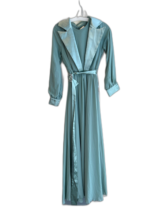 Er-Cool Size 38 Teal Polyester Blend layered Round Neck Long Sleeve Belted Dress Teal / 38