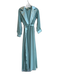 Er-Cool Size 38 Teal Polyester Blend layered Round Neck Long Sleeve Belted Dress Teal / 38
