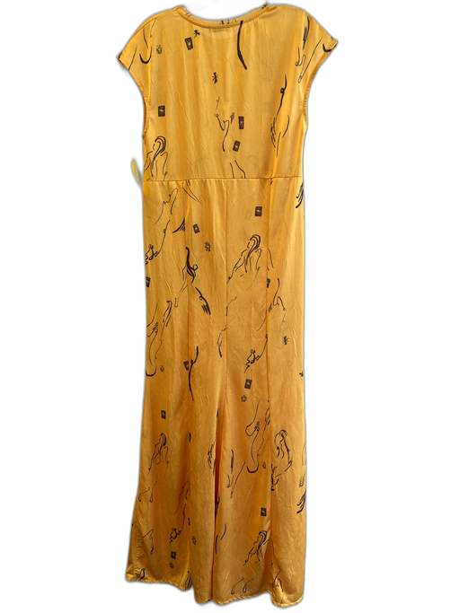 Zara Collection Size S Yellow & Black Polyester Crew Neck Cap Sleeve Maxi Dress Yellow & Black / S