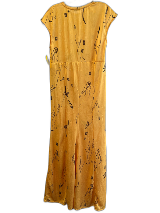 Zara Collection Size S Yellow & Black Polyester Crew Neck Cap Sleeve Maxi Dress Yellow & Black / S