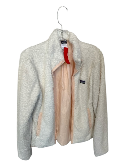 Patagonia Size M White & Peach Polyester Fuzzy lined Full Zip Athletic Jacket White & Peach / M
