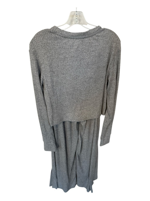 Abercrombie & Fitch Size L Gray Polyester Long Sleeve Ribbed Flare Pant Set Gray / L