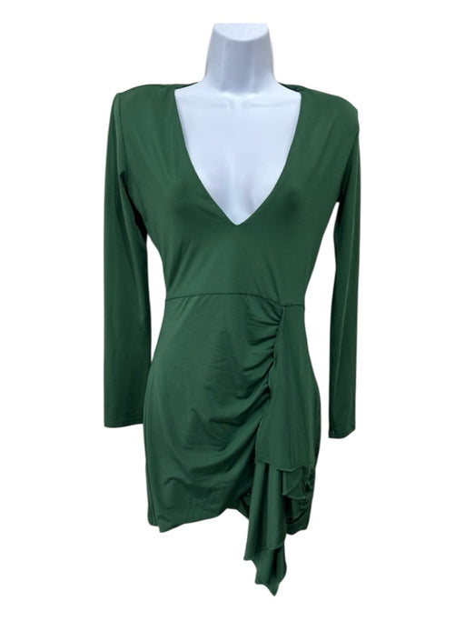 Superdown Size Small Green Polyester Blend Long Sleeve Ruched Dress Green / Small