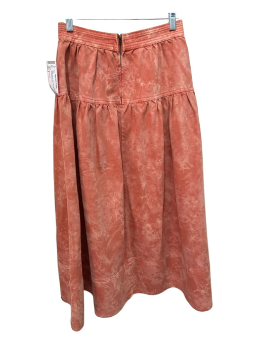 Ulla Johnson Size 6 Orange & White Cotton Back Zip Tye Dye Maxi Skirt Orange & White / 6