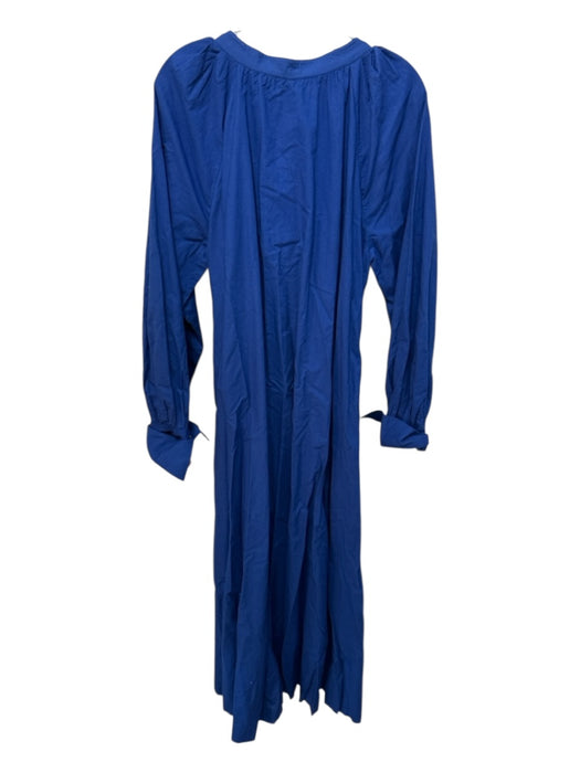 Free People Size M Blue Cotton Long Sleeve Buttons Maxi Collar Dress Blue / M