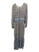 Ulla Johnson Size 6 Beige Pink & Blue Silk Floral Long Sleeve V Neck Dress Beige Pink & Blue / 6