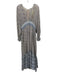 Ulla Johnson Size 6 Beige Pink & Blue Silk Floral Long Sleeve V Neck Dress Beige Pink & Blue / 6