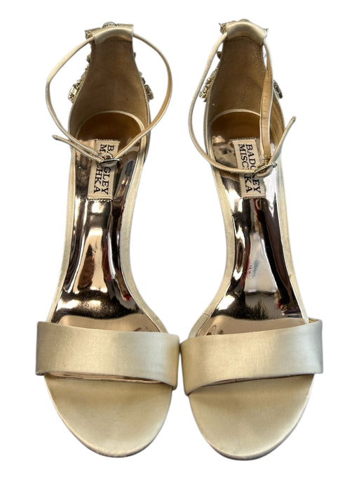 Badgley Mischka Shoe Size 8 Champagne Satin open toe Ankle Buckle Shoes Champagne / 8