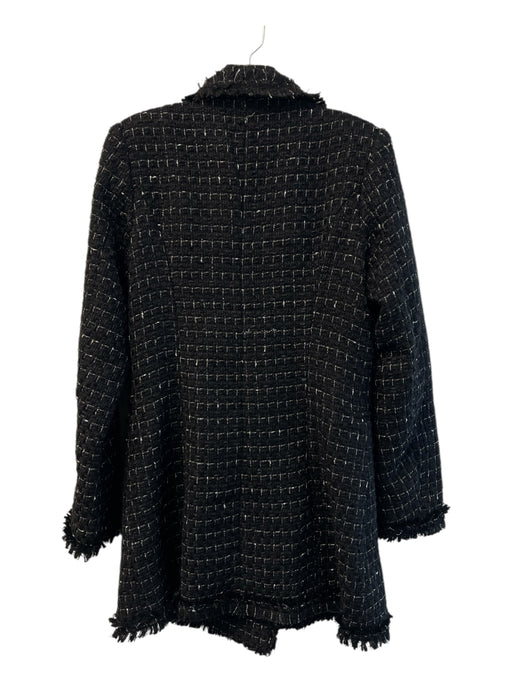 Attentif Size 40 Black & White Polyester Tweed Double Breast Gold Buttons Coat Black & White / 40