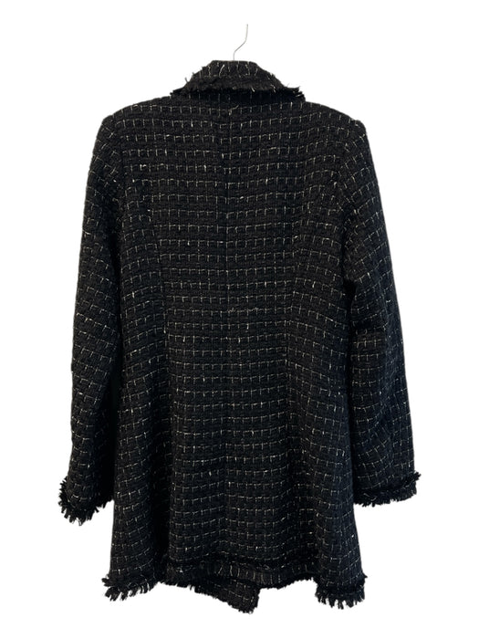 Attentif Size 40 Black & White Polyester Tweed Double Breast Gold Buttons Coat Black & White / 40