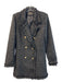 Attentif Size 40 Black & White Polyester Tweed Double Breast Gold Buttons Coat Black & White / 40