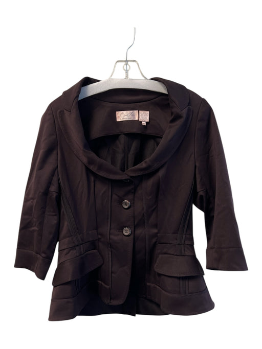 Byron Lars Size 8 Chococlate & Pearl Polyester Blend 3/4 Sleeve Blazer Chococlate & Pearl / 8