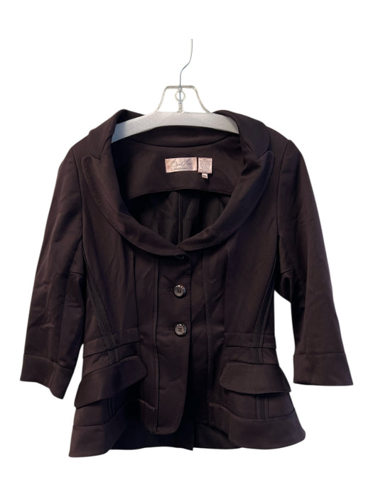 Byron Lars Size 8 Chococlate & Pearl Polyester Blend 3/4 Sleeve Blazer Chococlate & Pearl / 8