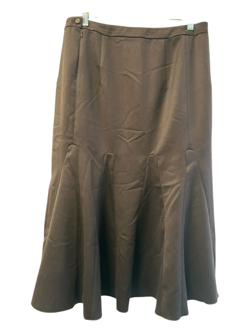 Byron Lars Size 8 Chocolate Polyester Blend Side Zip Below Knee Pleats Skirt Chocolate / 8