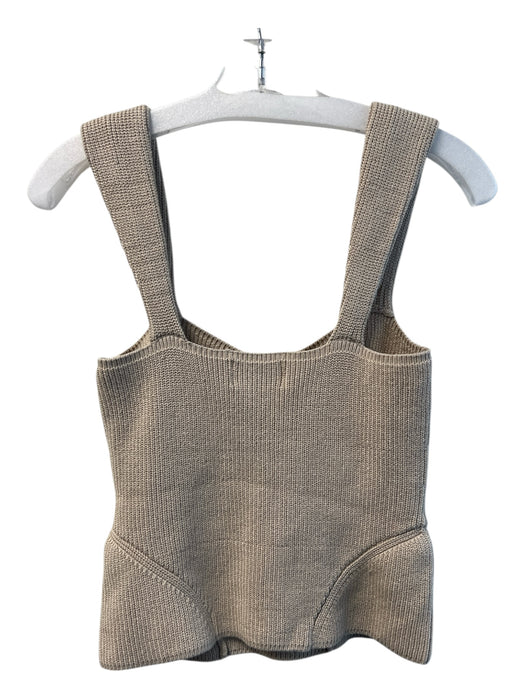 Modern Citizen Size Large Beige Cotton Blend Ribbed Knit Sleeveless Cropped Top Beige / Large