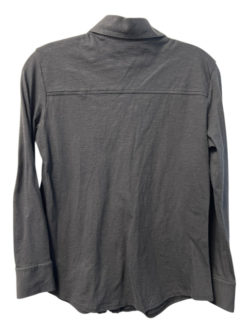 Theory Size Small Black Cotton Long Sleeve Collared Button Down Top Black / Small