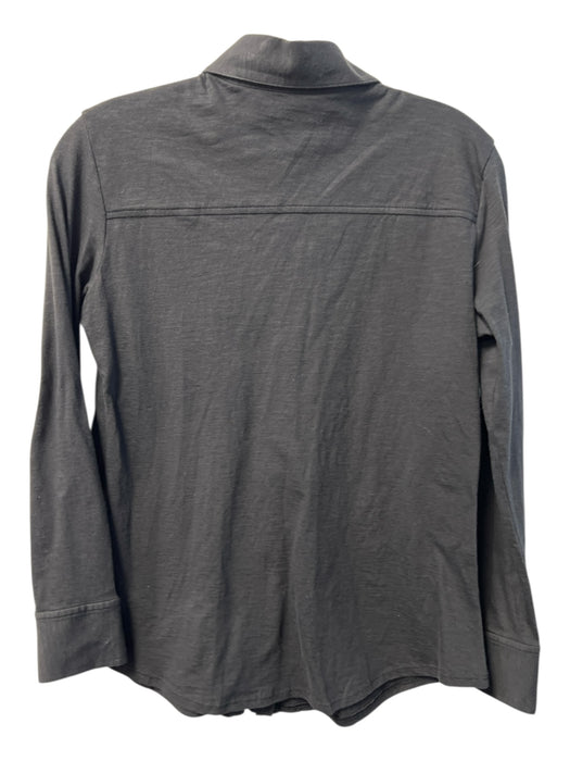 Theory Size Small Black Cotton Long Sleeve Collared Button Down Top Black / Small