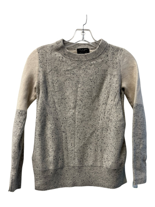 Rag & Bone Size Small White, Gray & Black Cashmere Crew Neck Long Sleeve Sweater White, Gray & Black / Small
