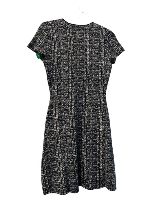 Theory Size Small Black & White Merino Wool Blend Round Neck Short Sleeve Dress Black & White / Small