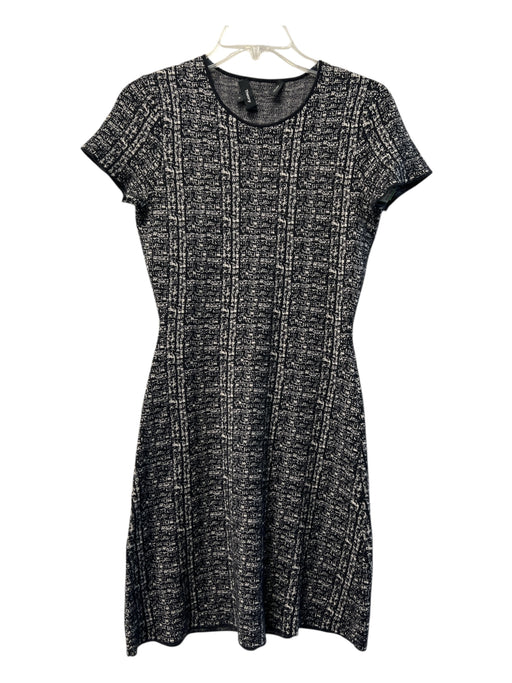 Theory Size Small Black & White Merino Wool Blend Round Neck Short Sleeve Dress Black & White / Small